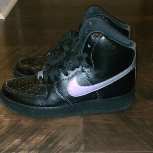 Good Condition Nike Airforce One High Black and Irridescent Lavender Sneakers